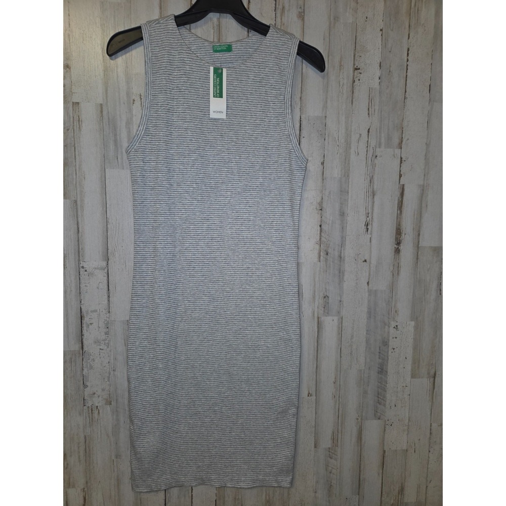 NWT United Colors of Benetton size M Striped Tank Dress Sleeveless Bodycon